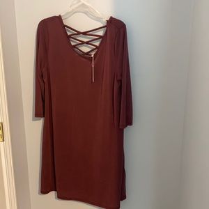 Cross cross back quarter length sleeve dress